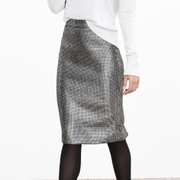 Banana Republic Gunmetal Jacquard Pencil Skirt Size 4 - Picture 1 of 15